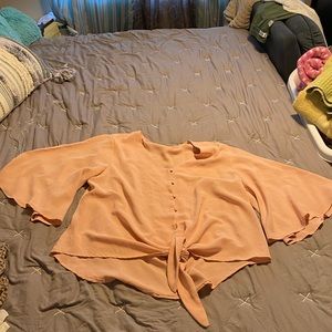 Boutique Bell Sleeve button-down blouse